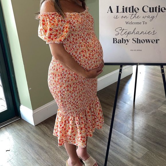 Floral Maternity Off Shoulder Bodycon Dress - Picture 2 of 2